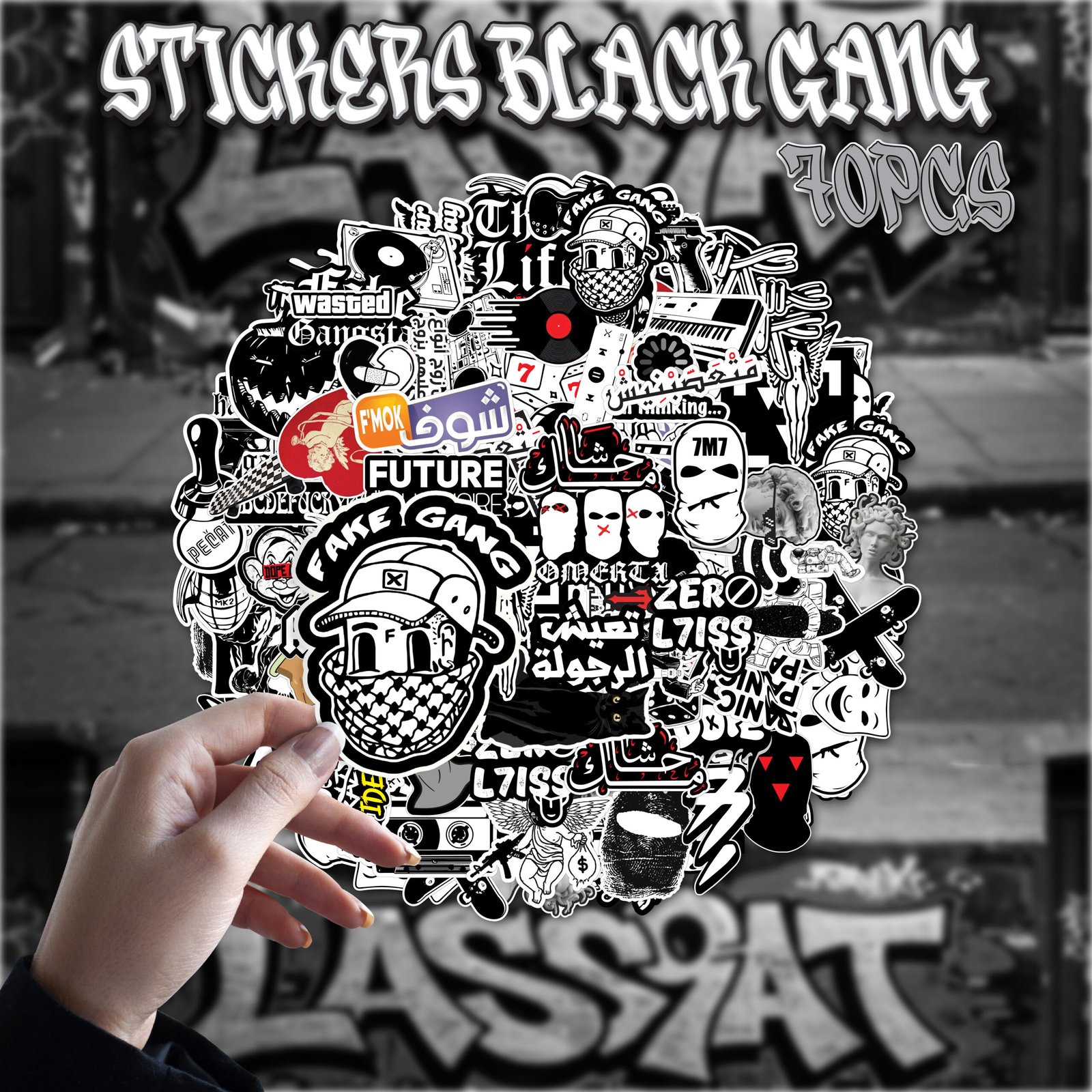 Black Gang - Pack de 70 Stickers en vinyle – Image 2