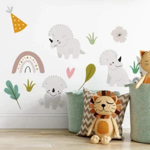 Sticker mural Set Bébé Tricératops