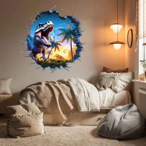 Détail réaliste du sticker 3D de dinosaure