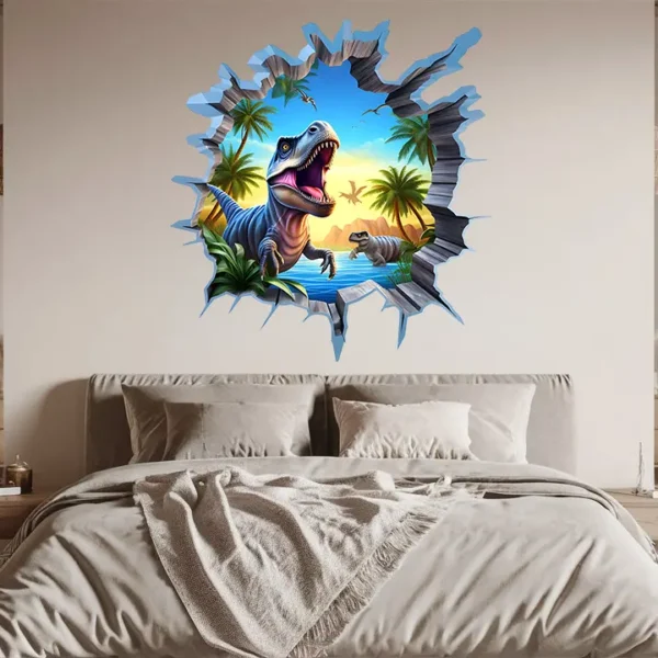 Détail des couleurs du sticker dinosaure 3D