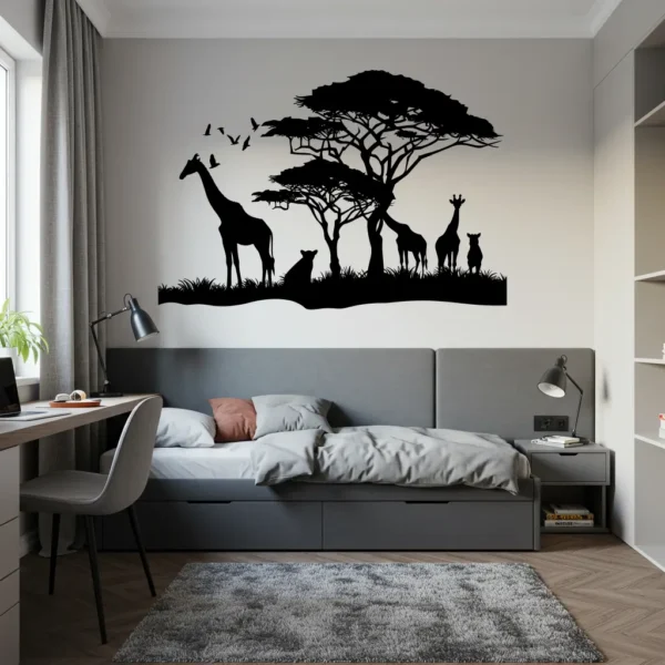 sticker mural silhouette savane africaine