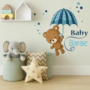 Décoration murale bébé garçon personnalisée avec ourson et prénom