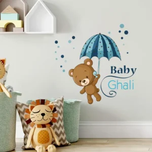 Sticker mural + Prénom Baby bleu