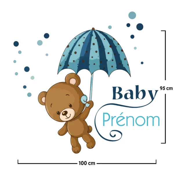 Idée déco chambre bébé garçon avec sticker prénom ourson