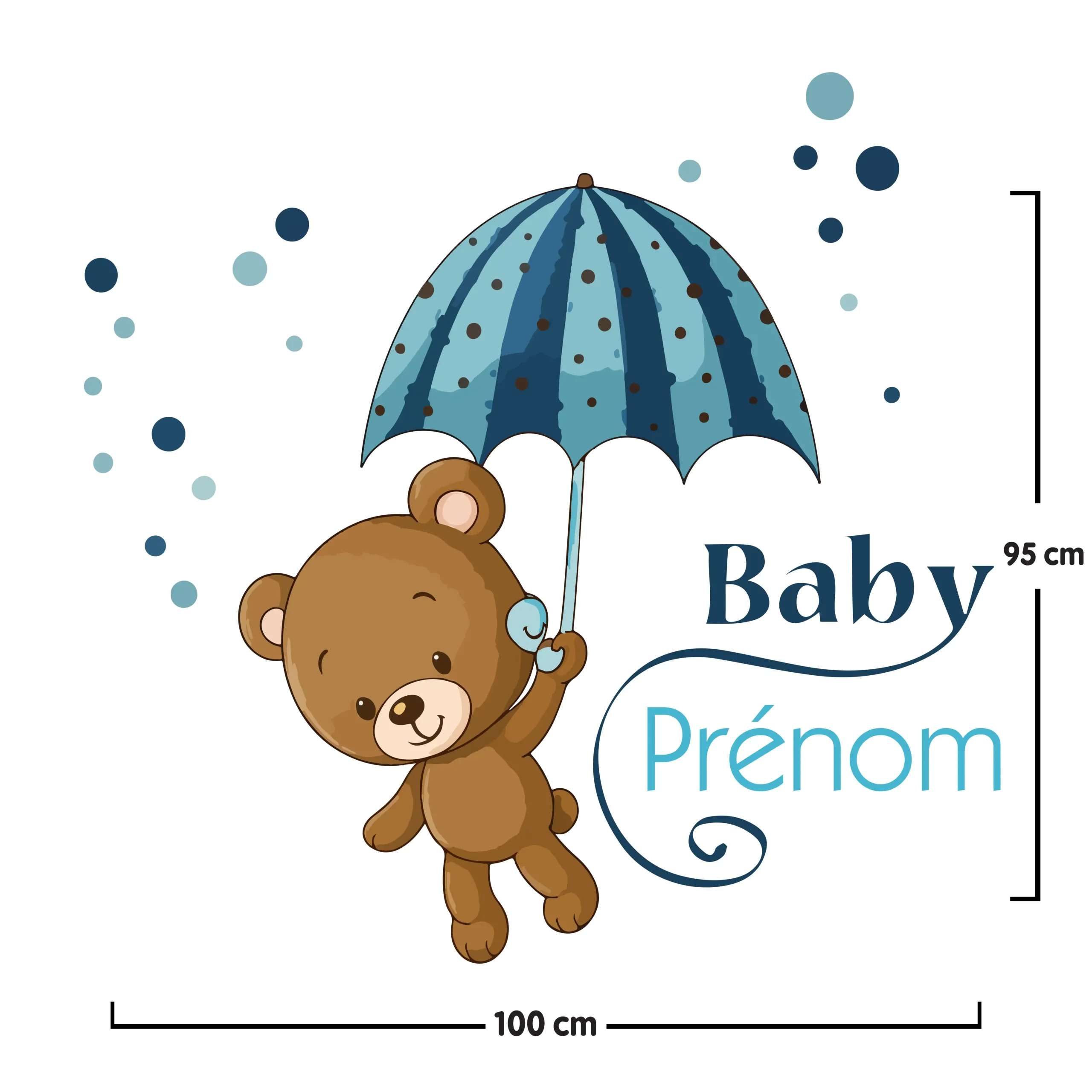 Idée déco chambre bébé garçon avec sticker prénom ourson