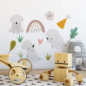 Sticker mural – Set Bébé Tricératops