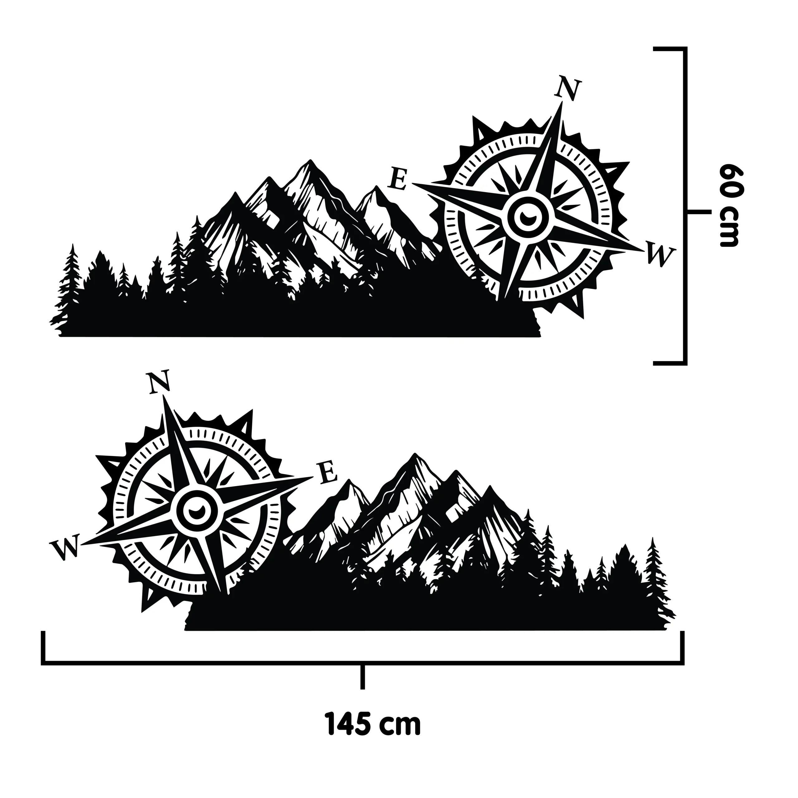 Sticker randonneur ou 4x4 montagne et boussole